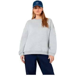 Noisy May Shay Sweatshirt - Light Grey Melange / Print Black Back Print - XS
