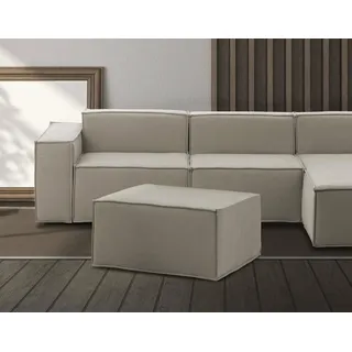 Talamo Italia - Barbara-Pouf, Wohnzimmer-Pouf, Relaxsessel aus gepolstertem Stoff, 100 % Made in Italy, 80 x 70 x 43 cm, Taupe