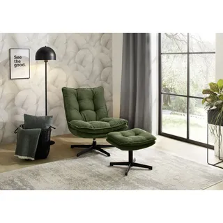 Jockenhöfer Relaxsessel JOCKENHÖFER GRUPPE Cord 76 x 85 x 87 cm Grün mit Hocker