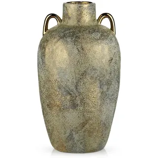 Arborus Vase Gold 35,5 cm Vintage-Vase Keramik-Blumenvase Hohe Vasen für Pampasgras Bodenvase für Kunstblumen Zweige Dekorative Vase Rustikale Vintage-Boho-Dekoration im Wohnzimmer, Schlafzimmer, in der Küche, im Hotel und im Büro