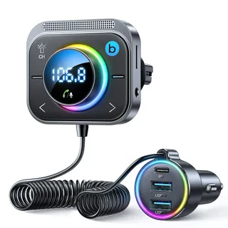 joyroom FM-Transmitter für JR-CL18, 2 x USB + USB-C, 30 W (Silber)