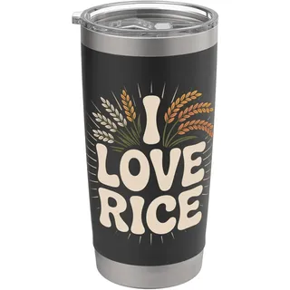 I Love Rice Humor Grain Lover Zitat Doppelwandiger Edelstahl-Thermobecher