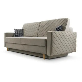 moeblo Schlafsofa California Blau mit Schlaffunktion und Bettkasten Couch für Wohnzimmer Sofagarnitur Polstersofa Wohnlandschaft Velours