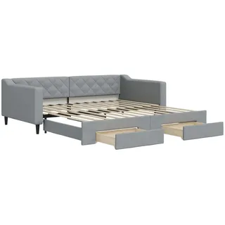 vidaXL Tagesbett Ausziehbar mit Schubladen Hellgrau 100x200 cm Stoff
