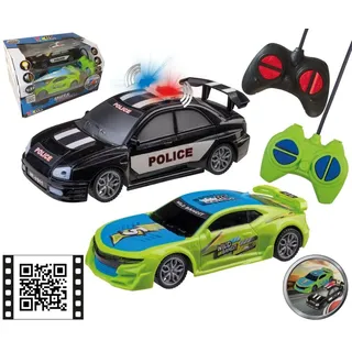 Happy People Ferngesteuertes Rennauto und Polizeiauto Set 1:22