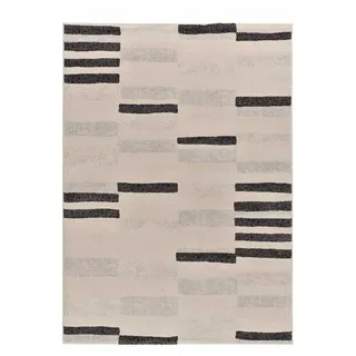 Atticgo Kurzflorteppich Beige / Schwarz Lessia 160/230 cm , Beige, Schwarz , Textil , Grafikmuster , Rechteckig , 160x230 cm , Oeko-Tex® Standard 100 , antistatisch, für Fußbodenheizung geeignet, pflegeleicht , Teppiche und Böden, Teppiche