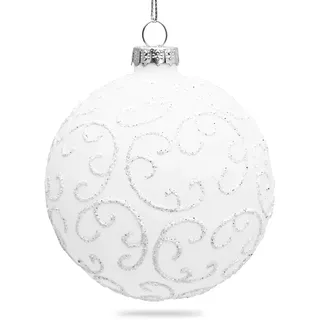 SIKORA Highlights 4er Set ausgefallene Christbaumkugeln besondere Weihnachtskugel Christbaumschmuck aus Glas Weiss 8cm, Farbe | Modell:Modell Florenz Weiss, Höhe in cm:8 cm