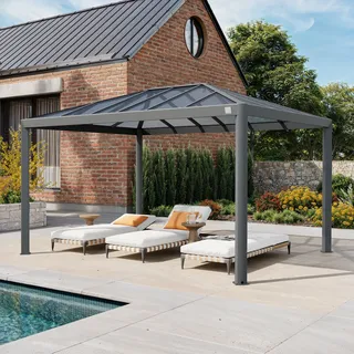 primeyard Gartenpavillon 3 x 4 m inkl. Seitenteile Grau