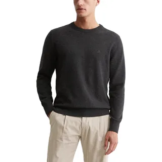 Marc O'Polo Herren Strickpullover mit Rundhalsausschnitt klassisch, Grau (Dark Grey Melange), M