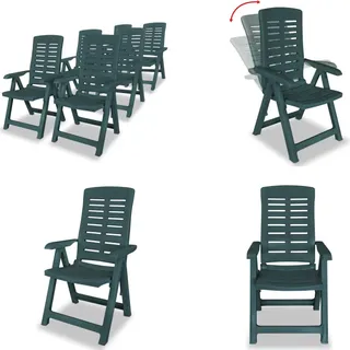 vidaXL Garten Liegestühle 6 Stk. Kunststoff Grün - Gartenstuhl - Gartenstühle - Gartensessel - Klappstuhl - Grün