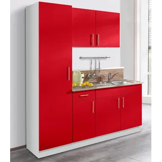 WIHO KÜCHEN »Kiel«, Breite 190 cm mit 28 mm starker Arbeitsplatte, Tiefe 50 cm rot