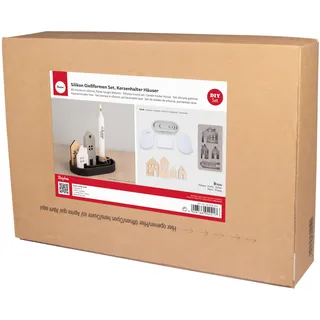 Silikon GießformenSet KerzenhalterHäuser, inkl. Holz Deko Lichthäuser