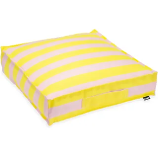 Sitzkissen H.O.C.K., gelb rosé, gestreift, Dekokissen_Sitzkissen_Kissenhüllen, B/L: 50cm x 50cm, 1 Stk., Bezug: 100% Polyacryl, gestreift, Sitzkissen, B:50cm H:10cm L:50cm