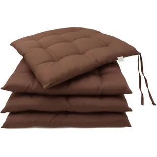 Zollner Stuhlkissen, 4er-Set, 40x40 cm, 100% Polyester, Braun , Textil , Quadratisch , 40x3x40 cm , Oeko-Tex® Standard 100 , Heimtextilien, Wohntextilien, Sitzkissen