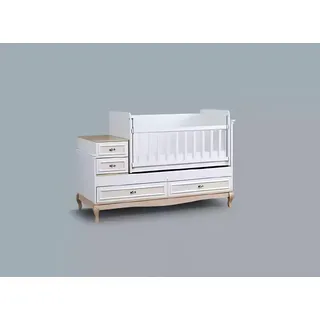 Babybett Kinderbett Bett Set Schublade weiß im modernen Stil fürs Kinderzimmer - Weiß