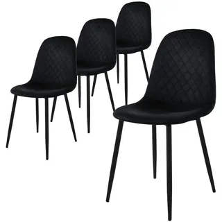 ML-Design Esszimmerstuhl Samt Schwarz 4er Set