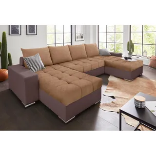 Collection AB Wohnlandschaft Kunstleder U-Form 3-Sitzer Braun