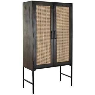 DKD Home Decor Sideboard aus Mangoholz, Braun, Schwarz, 85 x 40 x 162,5 cm