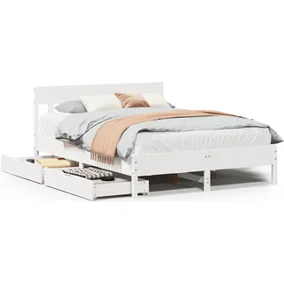 vidaXL Massivholzbett ohne Matratze Weiß 120x200 cm Kiefernholz - Weiß
