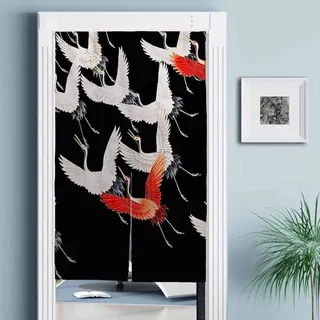 Fine Asianliving Japanische Noren Türvorhänge Kraniche B80xH130cm