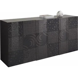 INOSIGN Sideboard INOSIGN "Miro", grau (anthrazit hochglanz lack mit siebdruck), Sideboards, Sideboard, Breite 181 cm mit dekorativem Siebdruck