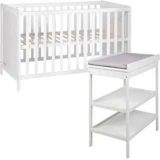 roba Set inkl. Wickelkommode und höhenverstellbarem Beistellbett, mit Lattenrost, 60 x 120 cm, weiß