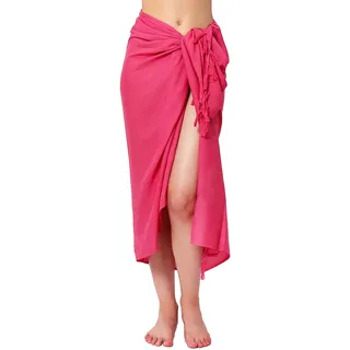 Ciffre Pareo Sarong Tuch Damen Herren - Wickelrock Strand - Strandtuch Blickdicht als Wickeltuch oder Handtuchkleid und Wickelkleid Unisex Frauen und Männer - mit Schnalle einfarbig Pink Rosa Töne