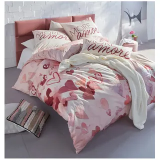 Bettwäsche HEINE HOME Gr. 5, rosa (rosenquarz), B/L: 135cm x 200cm, Renforcé, B/L: 40cm x 80cm, 2 Stk., Renforcé, 100% Baumwolle, Bettwäsche, Bettwäsche