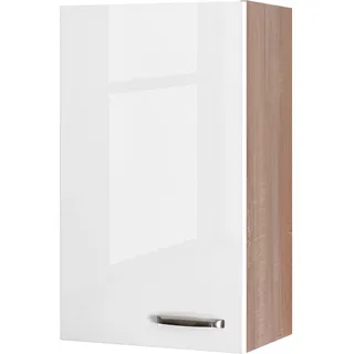 Flex-Well Exclusiv Oberschrank Valero 50 cm x 89 cm Hochglanz Weiß-Sonoma Eiche