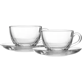 Tasse RITZENHOFF & BREKER "Cappuccino-Set Barista 220 ml 2er Set transparent", bunt (transparent), B:14,5cm H:10cm, Glas, Trinkgefäße, Tasse, Spülmaschinenfest