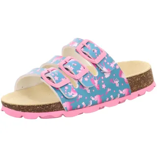 Fussbettpantoffel Blau/Pink/Einhorn 40 EU