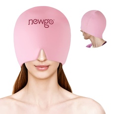 NEWGO Migräne Maske Migräne Cap, Full Coverage Eis Kopfschmerzen Hut für kalte Kompresse Relief Kopfschmerzen, Sinus, Stress (rosa)