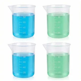 4 Stück Messbecher 100 ml, Messbecher Klein, aus mit Maßstab Mark (Transparent) für Heimwerker Basteln, DIY-Bastel Epoxidgussformen, Wachsen, Küche
