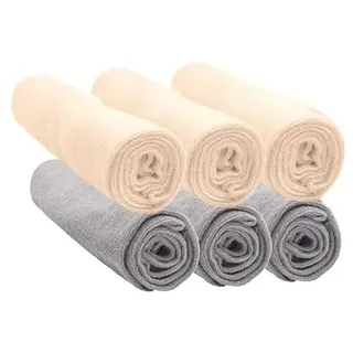 Easy Dort 6 Stück Bezüge für Wickelunterlage, aus Bio-Baumwolle, Ecru, 50 x 70/80 cm, Haselnussbraun