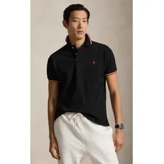 Polo Ralph Lauren für Herren. 710842621001 Custom Slim Fit Pique-Poloshirt schwarz (XL), Lässig, Baumwolle, Klassisch, Kurzarm