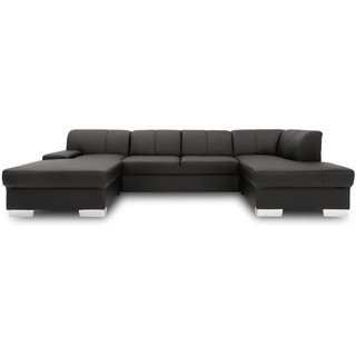 DOMO. collection Wohnlandschaft Star, Leder-Sofa in U-Form, Polstergarnitur, Couch 150 x 304 x 150 cm (BxTxH), in Kunstleder schwarz