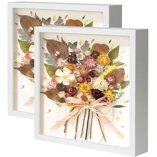 Muzilife 3D Bilderrahmen zum Befüllen, 2 Stück Weiß 32x32 cm