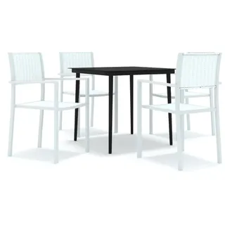 dkd-home-decor 5-tlg. Gartenmöbel-Set Weiß 4 Personen Tisch 80x80x74cm Stuhl 58.5x53.5x88.5cm - Weiß, Schwarz