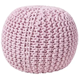 Homescapes Strick-Pouf 40 x 35 x 40 cm Rosa
