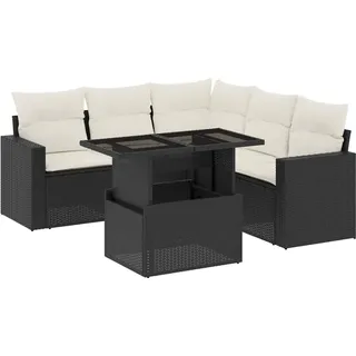 vidaXL Garten-Sofagarnitur 6-tlg. schwarz/weiß