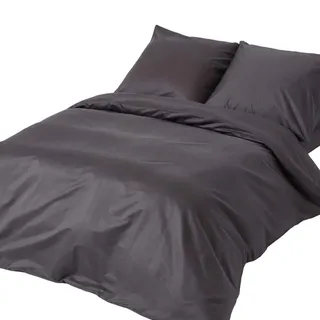 Homescapes Bettwäsche Premium, Ägyptische Baumwolle, Fadendichte 1000 , Anthrazit , Textil , Rechteckig , 155x220 cm , Oeko-Tex® , Heimtextilien, Bettwäsche & Leintücher, Bettwäsche