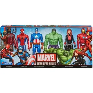 Marvel 6er Set Figuren 30 cm Black Widow Iron Man Star Lord America Hulk Spiderman von Hasbro
