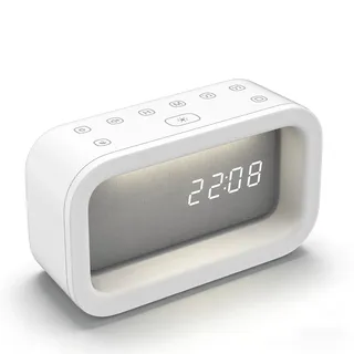 Gemmac Tageslichtwecker Nachttischlampe White Noise Machine Wecker Digital Timer, USB 2 Modes 16 Weißes Rauschen Wecker, LED 3 Farbe Touch Einschlafhilfe Erwachsene Nachtlicht Büro Schlafzimmer Reise