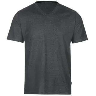T-Shirt TRIGEMA "TRIGEMA V-Shirt DELUXE Baumwolle", Damen, Gr. M, grau (anthrazit, melange), Single Jersey, 100% Baumwolle, Basic, lang, V-Ausschnitt, Shirts T-Shirt