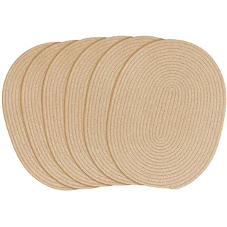fanquare Ovale gewebte Platzsets Satz von 6 Beige Baumwolle Seil Geflochtene Platzsets hitzebeständig Waschbar rutschfeste Tischsets für Küche Esstisch, Home Dekoration 30x40cm