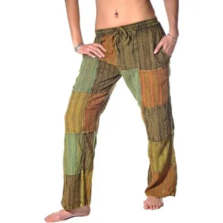 Patchwork Freizeithose Fischerhose Stoffhose Hippie Schlupfhose Uni, bunt XXL - Bunt