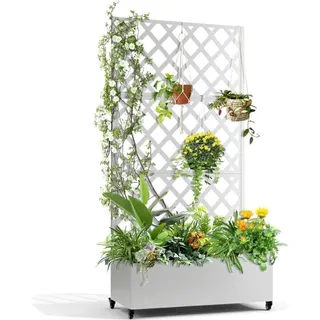 Gartenbeet Pflanzkasten, bewegliches Design, integrierter Sichtschutz, Weiß