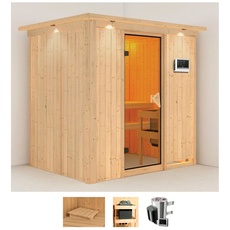 Bild Sauna »Finja«, (Set), 3,6-kW-Plug & Play Ofen mit externer Steuerung beige