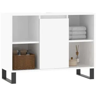 vidaXL Badschrank Hochglanz-Weiß 80x33x60 cm Holzwerkstoff - Weiß