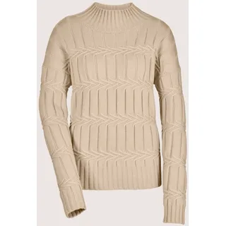 Longpullover MADELEINE "Strickpullover Eleganter Kaschmirpullover mit Stehkragen", Damen, Gr. 40/42, braun (caramel), Obermaterial: 90% Schurwolle WV. 10% Kaschmir WS., Modern, normal, Pullover Longpullover